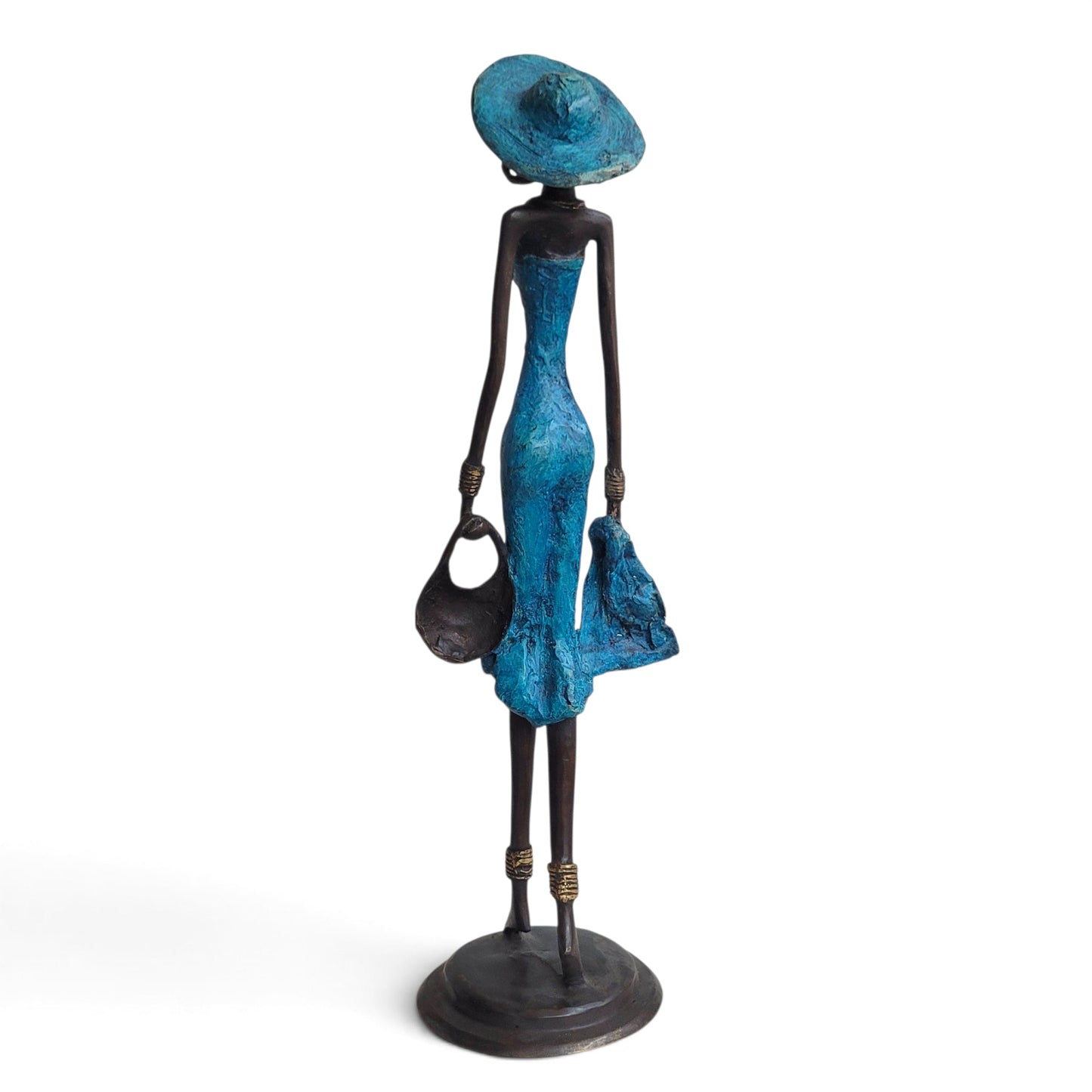 Bronze-Skulptur "Dame avec chapeau et sac-à-main" by Issouf B. | 32 oder 55 cm