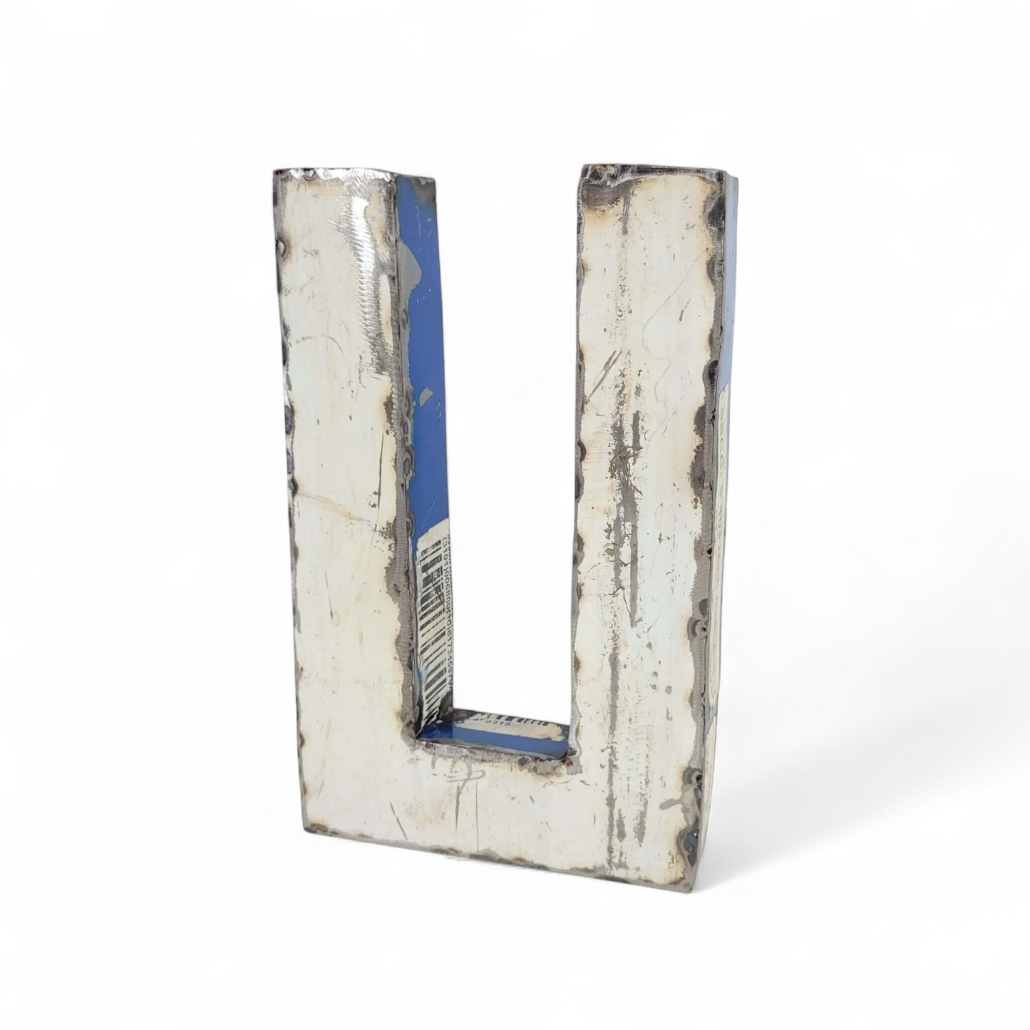 Lettre "U" en fûts de pétrole recyclés | 22 ou 50 cm | différentes couleurs