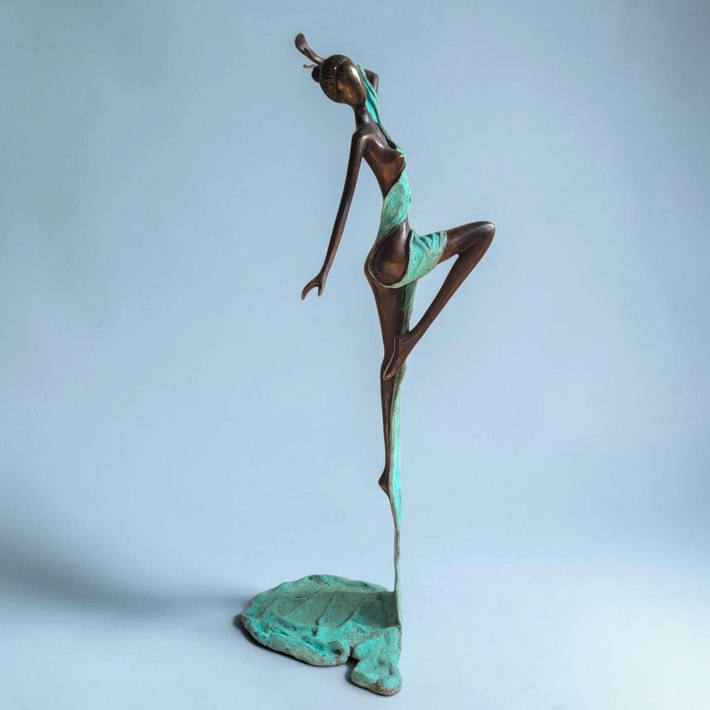 Bronze-Skulptur "L'envol turquoise", by Abdoulaye Soré, 50 cm, Bronze massiv, 2026