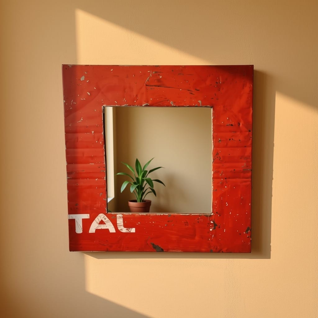 Spiegel aus recycelten Ölfässern 50*50 cm | verschiedene Farben | Upcycling