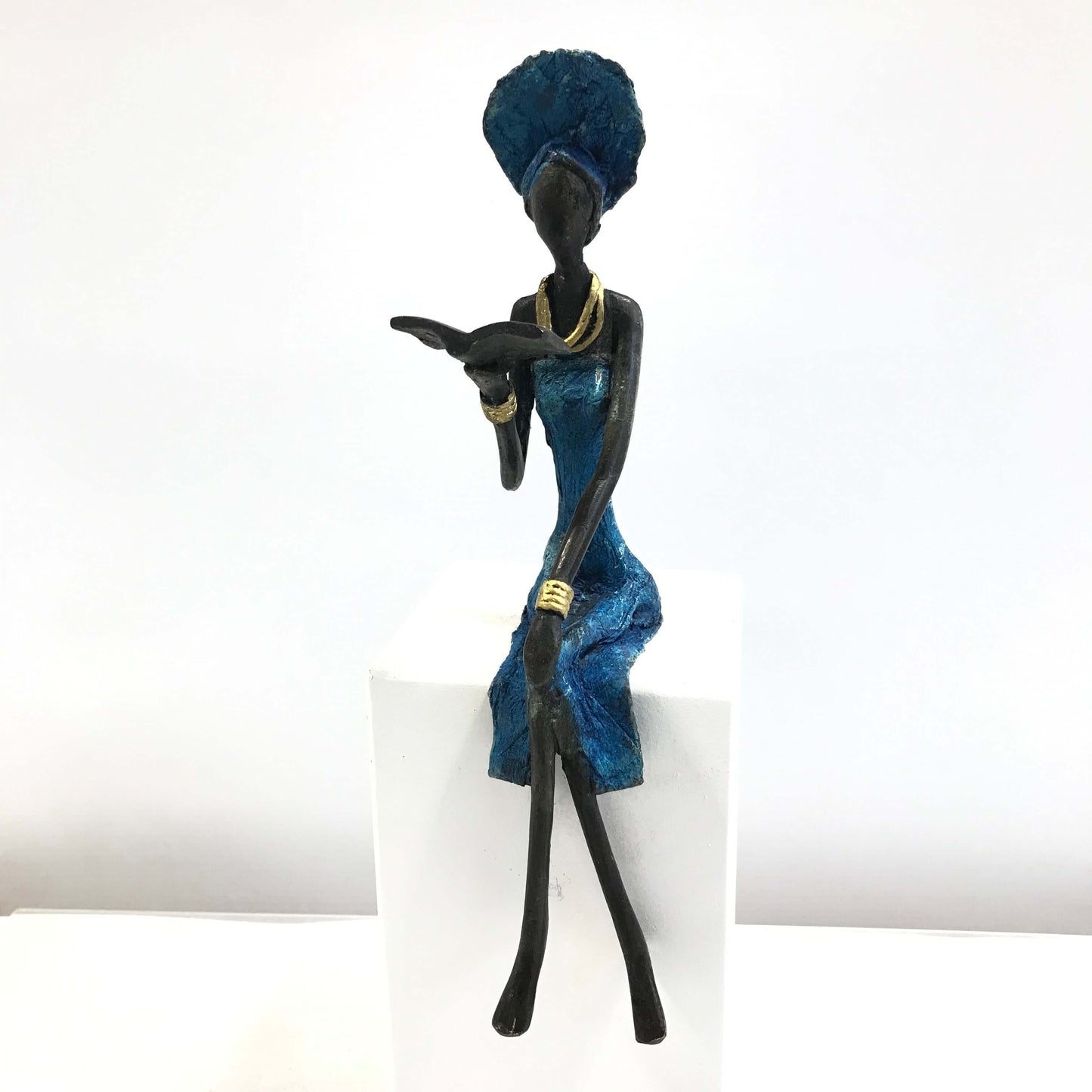 Bronze-Skulptur "Lesende Frau" by Adama Ouedraogo 25 cm Unikate verschiedene Farben