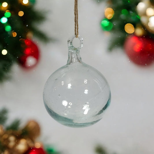 Mouth-blown Christmas bauble | Transparent | handmade in Palestine | Fair Trade for Peace