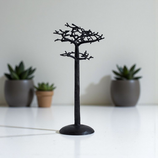 Baobab aus recyceltem Ölfass | Affenbrotbaum | 35 cm Schwarz | Einzelstück aus Madagaskar