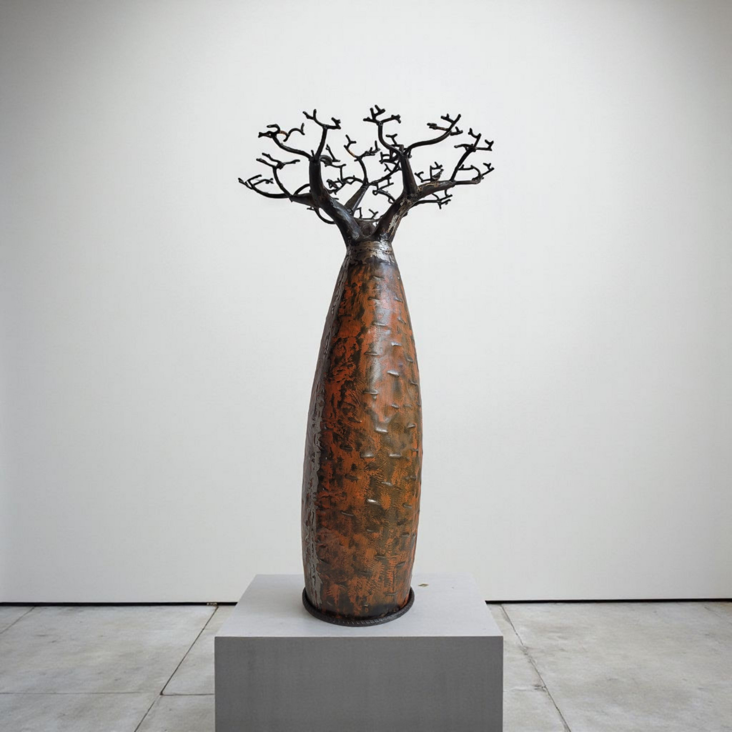 Baobab aus recyceltem Ölfass | Affenbrotbaum | 60 cm Originalfarbe | Einzelstück aus Madagaskar