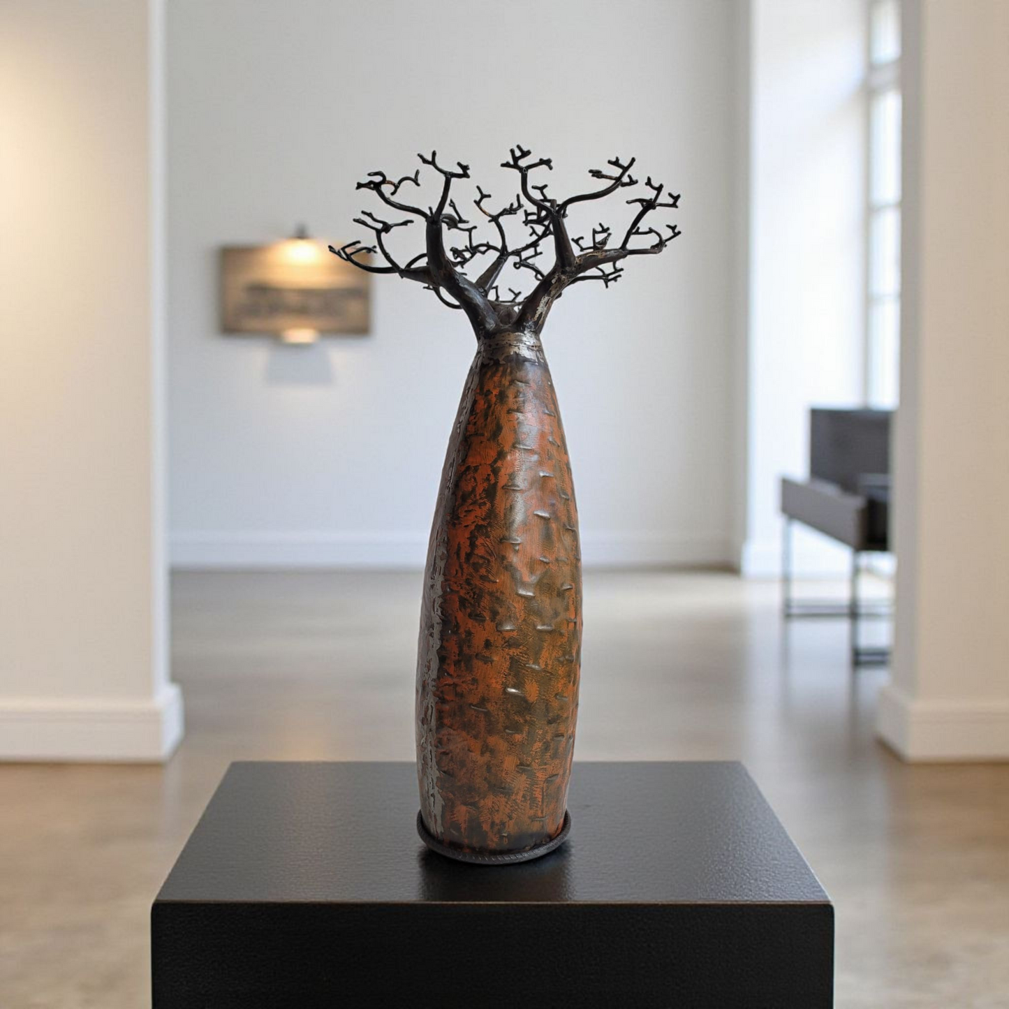 Baobab aus recyceltem Ölfass | Affenbrotbaum | 60 cm Originalfarbe | Einzelstück aus Madagaskar