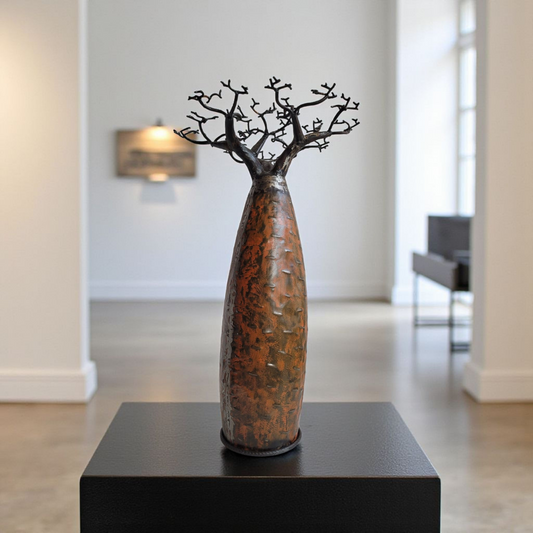 Baobab aus recyceltem Ölfass | Affenbrotbaum | 60 cm Originalfarbe | Einzelstück aus Madagaskar