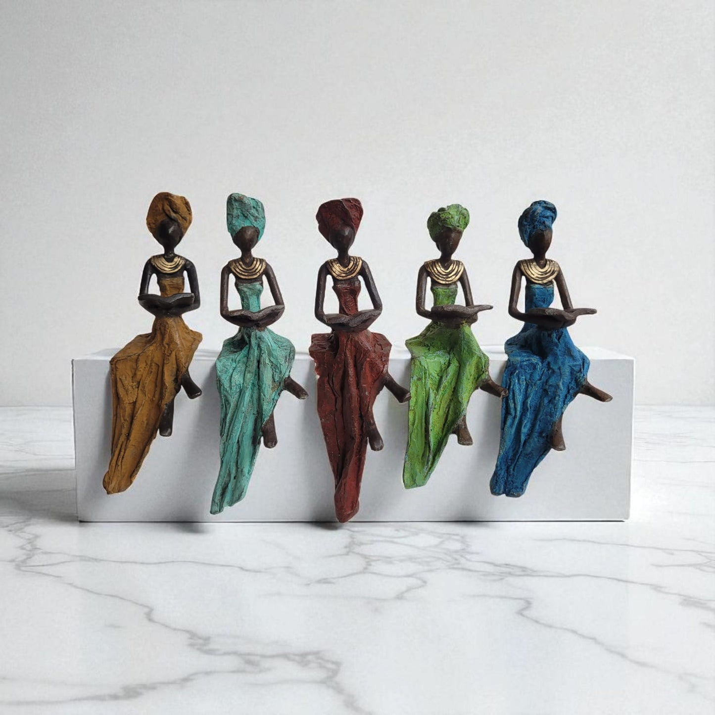 Bronze-Skulptur "Petite femme assise" by Hamed Nikiema | 16 cm | Unikate