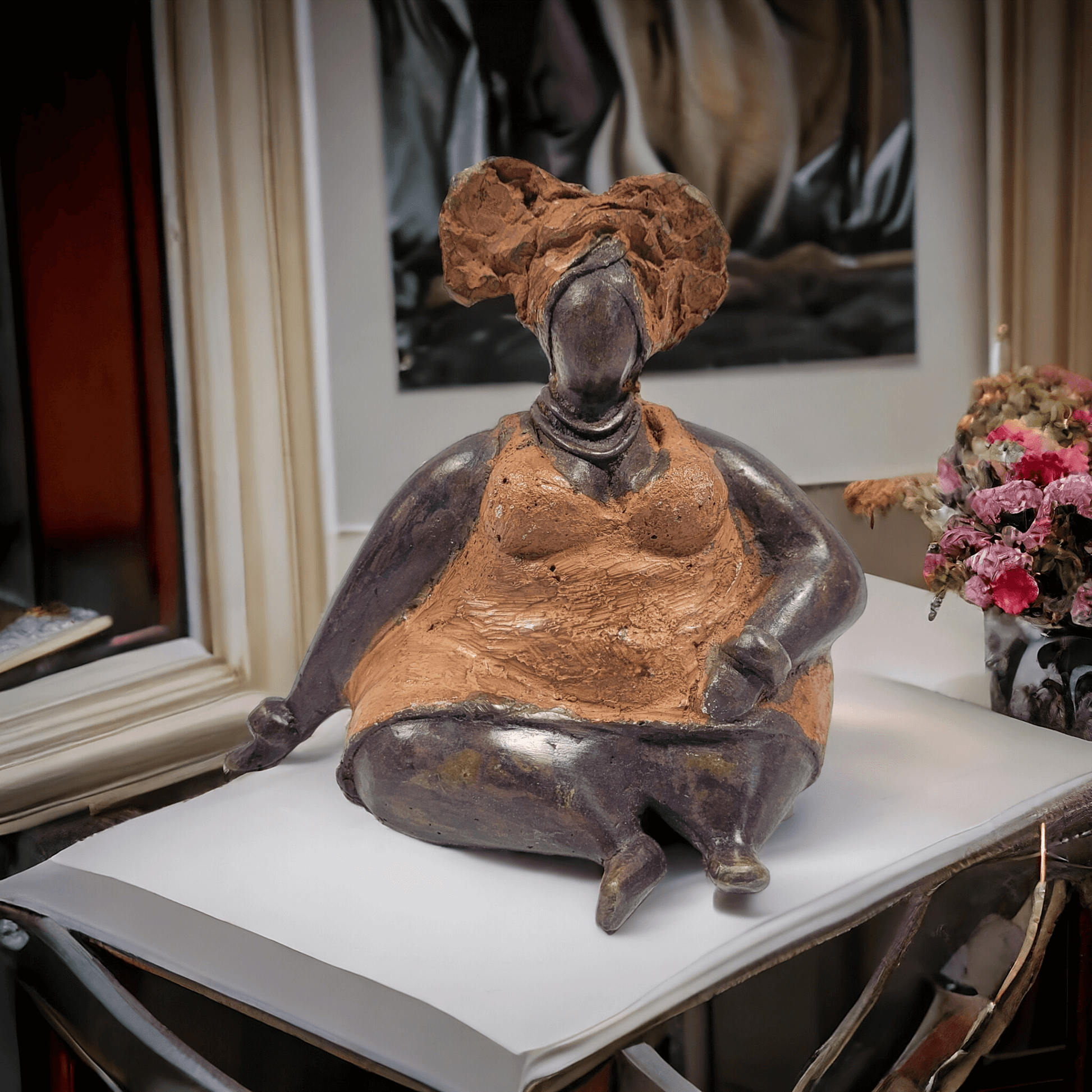 Bronze-Skulptur "Bobaraba Ida" by Hamidou Ouedraogo | 11cm 500g