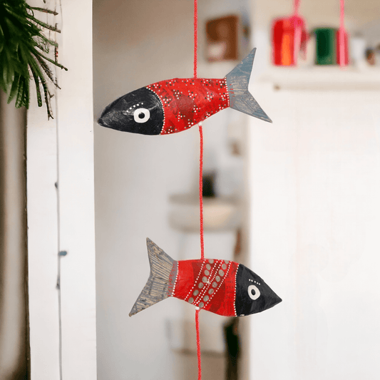 Girlande / Mobilé "Forelle" Fisch aus Pappmaché aus recyceltem Papier | Upcycling, handgemacht