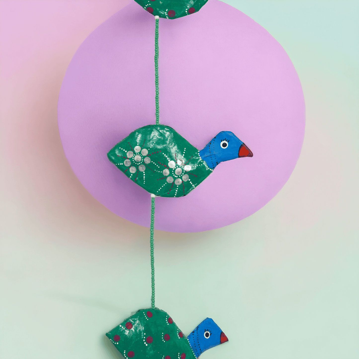 Girlande / Mobilé "Perlhuhn" aus Pappmaché aus recyceltem Papier | Upcycling, handgemacht