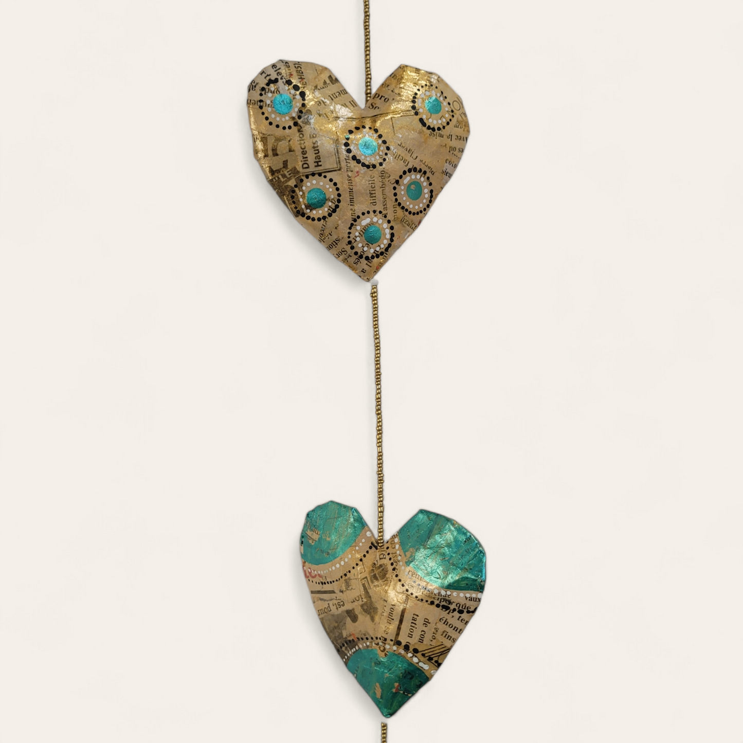 Garland / Mobilé "Hearts" made of papier-mâché from recycled paper | Upcycling, handmade