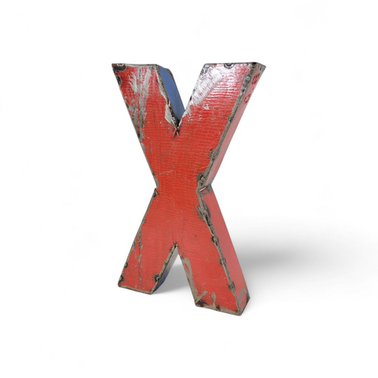 Buchstabe "X" aus recycelten Ölfässern | 22 oder 50 cm | verschiedene Farben