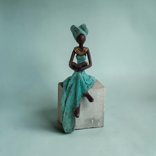 Bronze-Skulptur "Petite femme assise" by Hamed Nikiema | 16 cm | Unikate