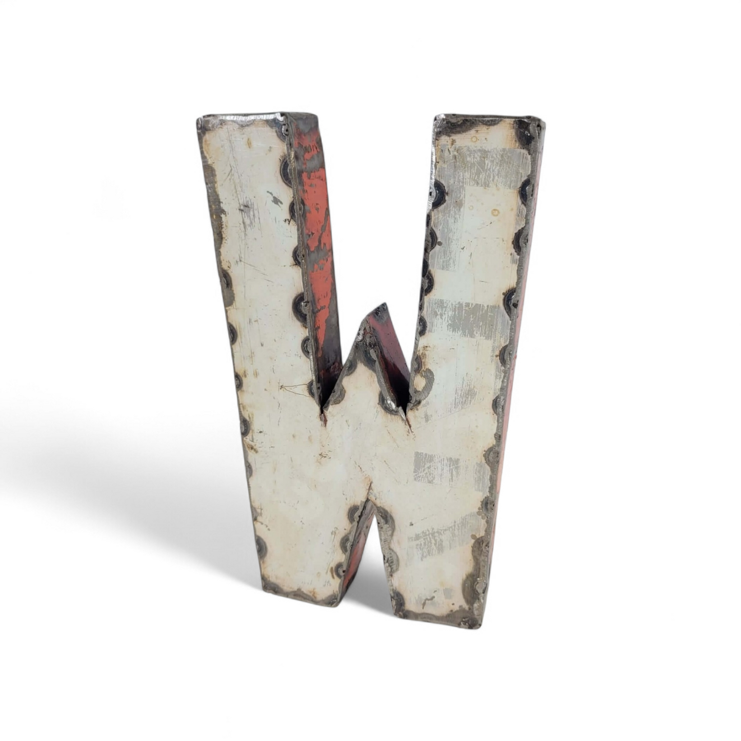Lettre "W" en barils de pétrole recyclés | 22 ou 50 cm | différentes couleurs