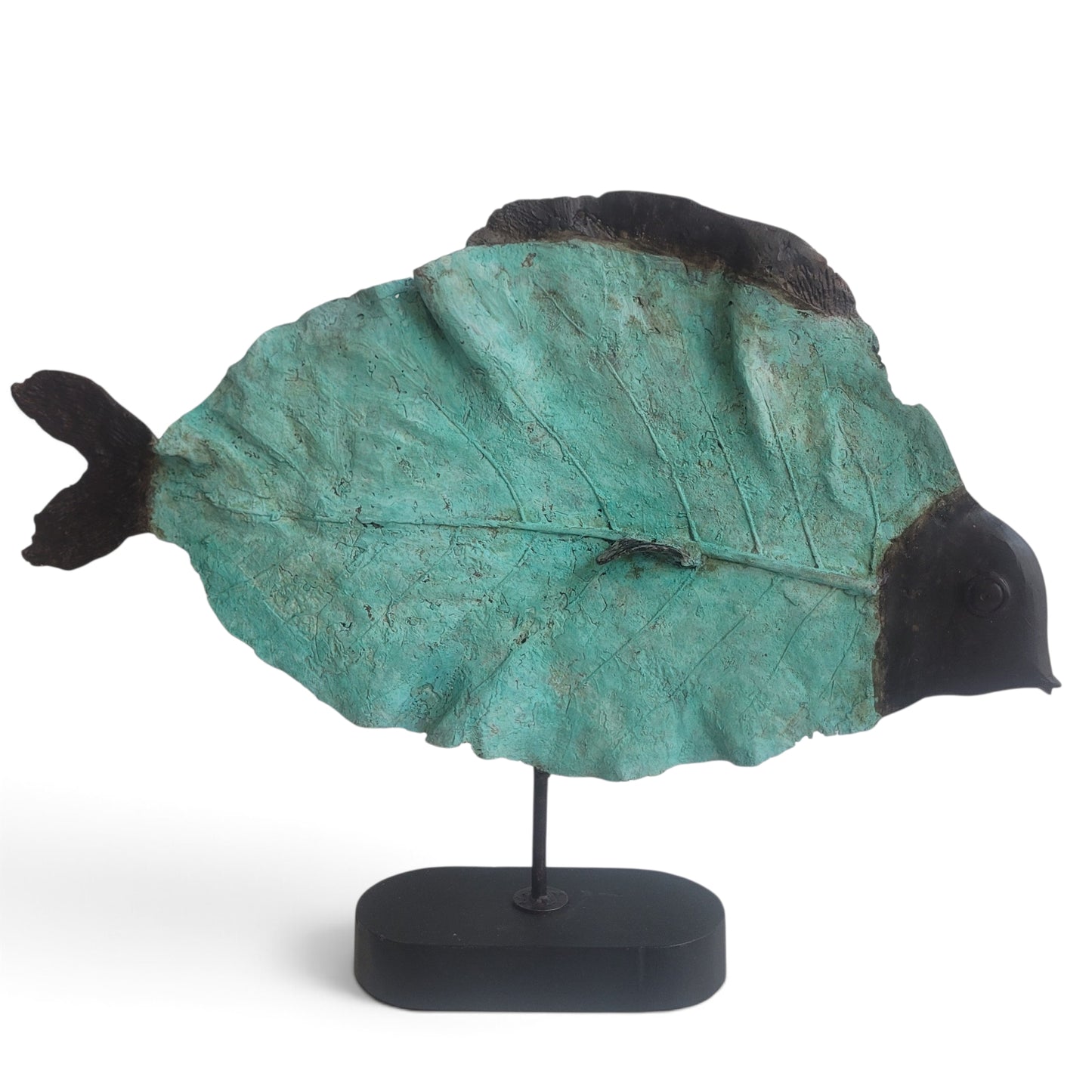 "Blattfisch" Bronze-Skulptur von Boureima Ouedraogo, 2026, Turquoise