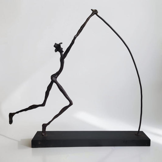 Bronze-Skulptur "Le sauteur à la perche", by Boureima Ouedraogo, 61 cm, Bronze massiv, 2026