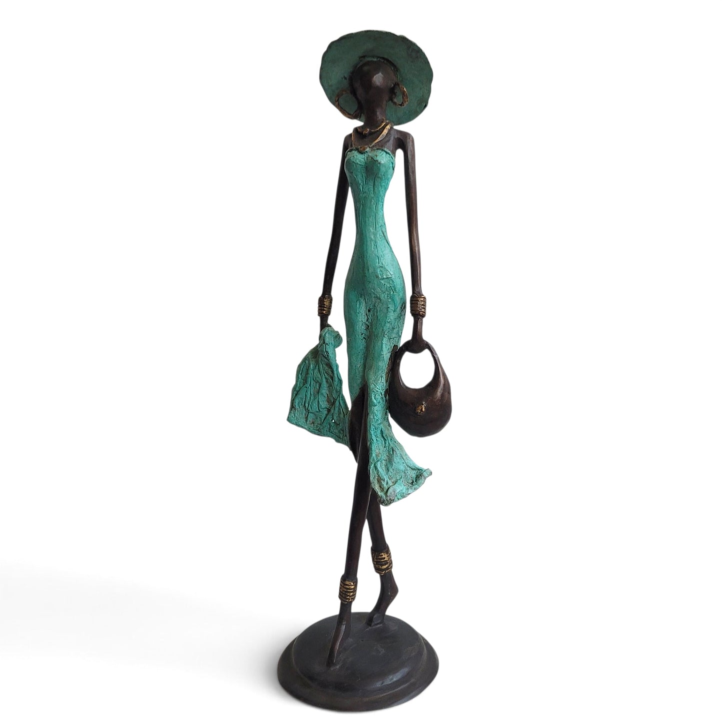 Bronze-Skulptur "Dame avec chapeau et sac-à-main" by Issouf B. | 32 oder 55 cm