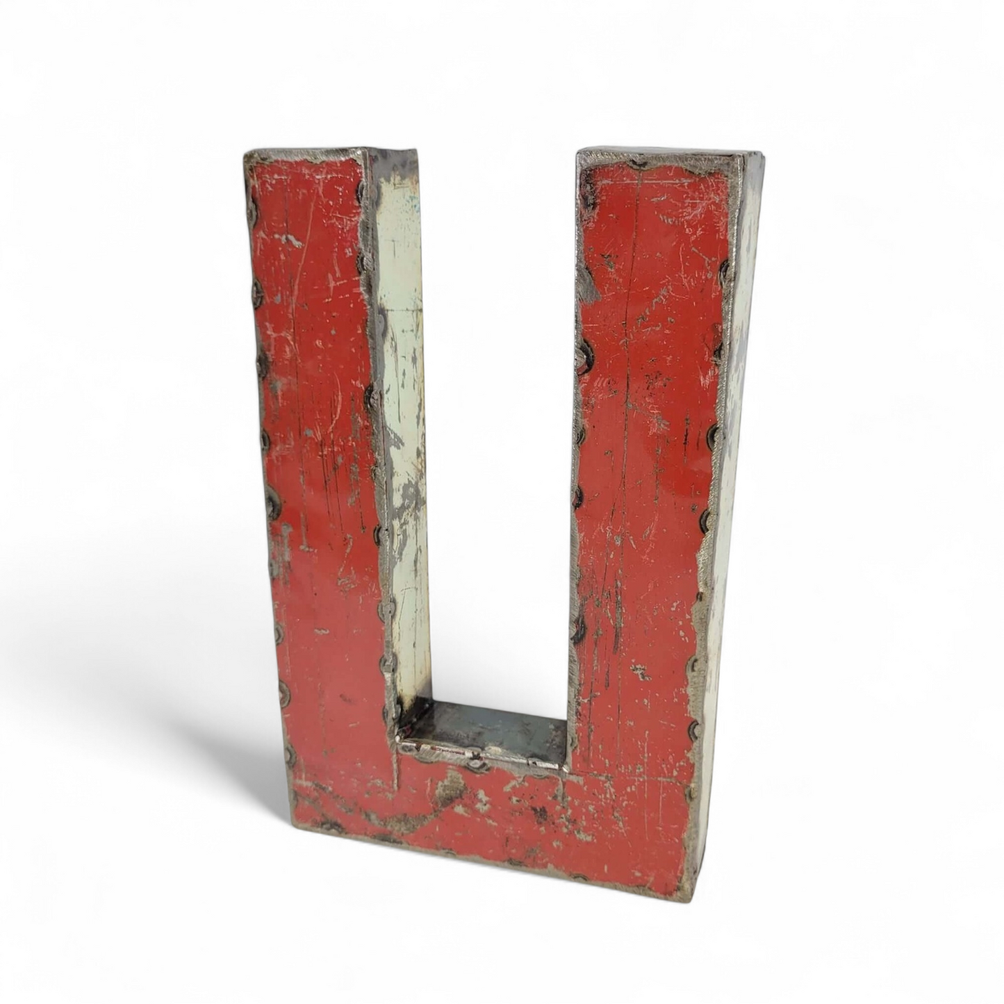 Lettre "U" en fûts de pétrole recyclés | 22 ou 50 cm | différentes couleurs