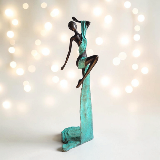 Bronze-Skulptur "L'envol turquoise", by Abdoulaye Soré, 50 cm, Bronze massiv, 2026