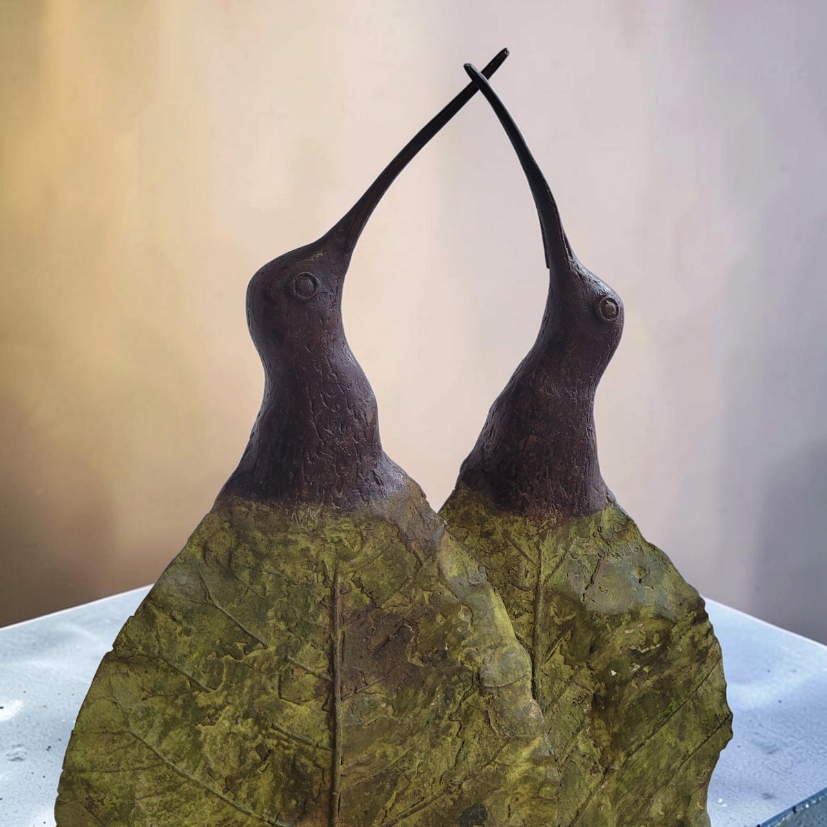Bronze-Skulptur "Les oiseaux au grand feuillage" von Boureima Ouedraogo, 2026, Green
