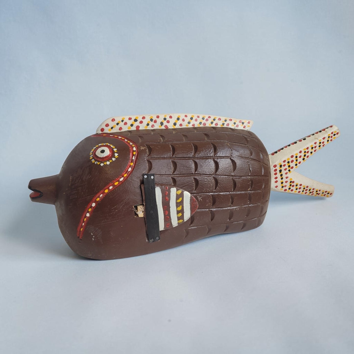 Fisch "Bozo" Artefakt aus Mali | Holz, bemalt | Unikate