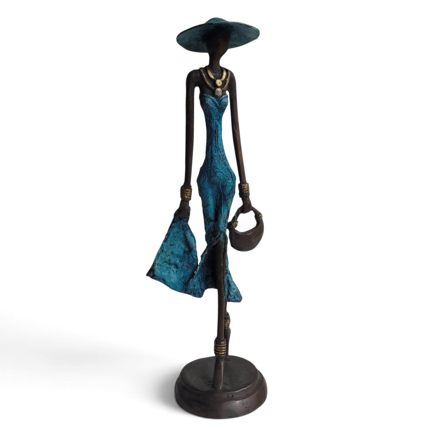 Bronze-Skulptur "Dame avec chapeau et sac-à-main" by Issouf B. | 32 oder 55 cm