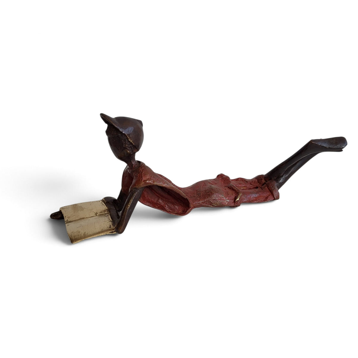 Bronze-Skulptur "Ulysse" Enfant avec livre et casquette | by Souleymane