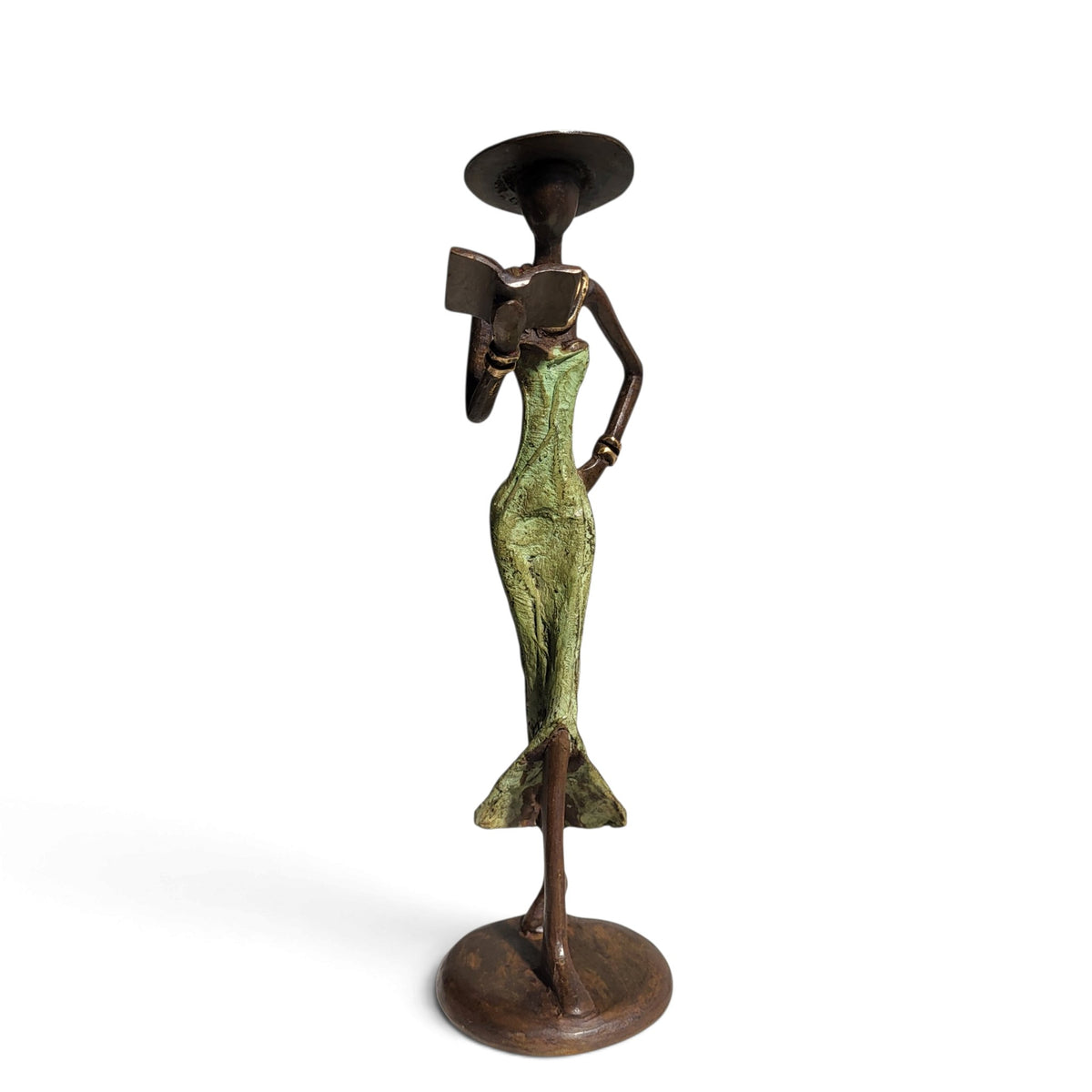 Bronze sculpture "Femme avec livre et chapeau" by Soré | various sizes and colours