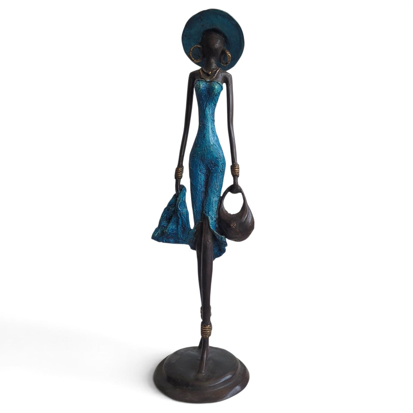 Bronze-Skulptur "Dame avec chapeau et sac-à-main" by Issouf B. | 32 oder 55 cm