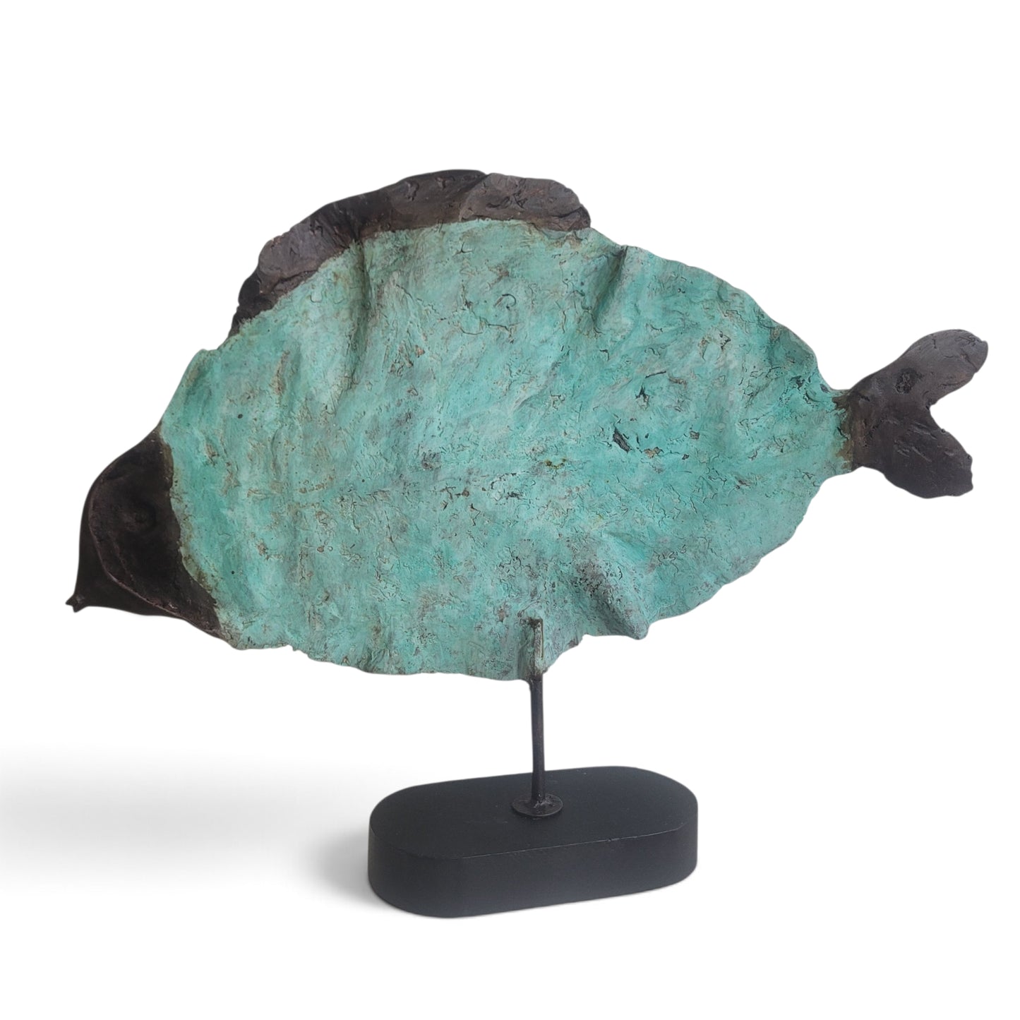 "Blattfisch" Bronze-Skulptur von Boureima Ouedraogo, 2026, Turquoise