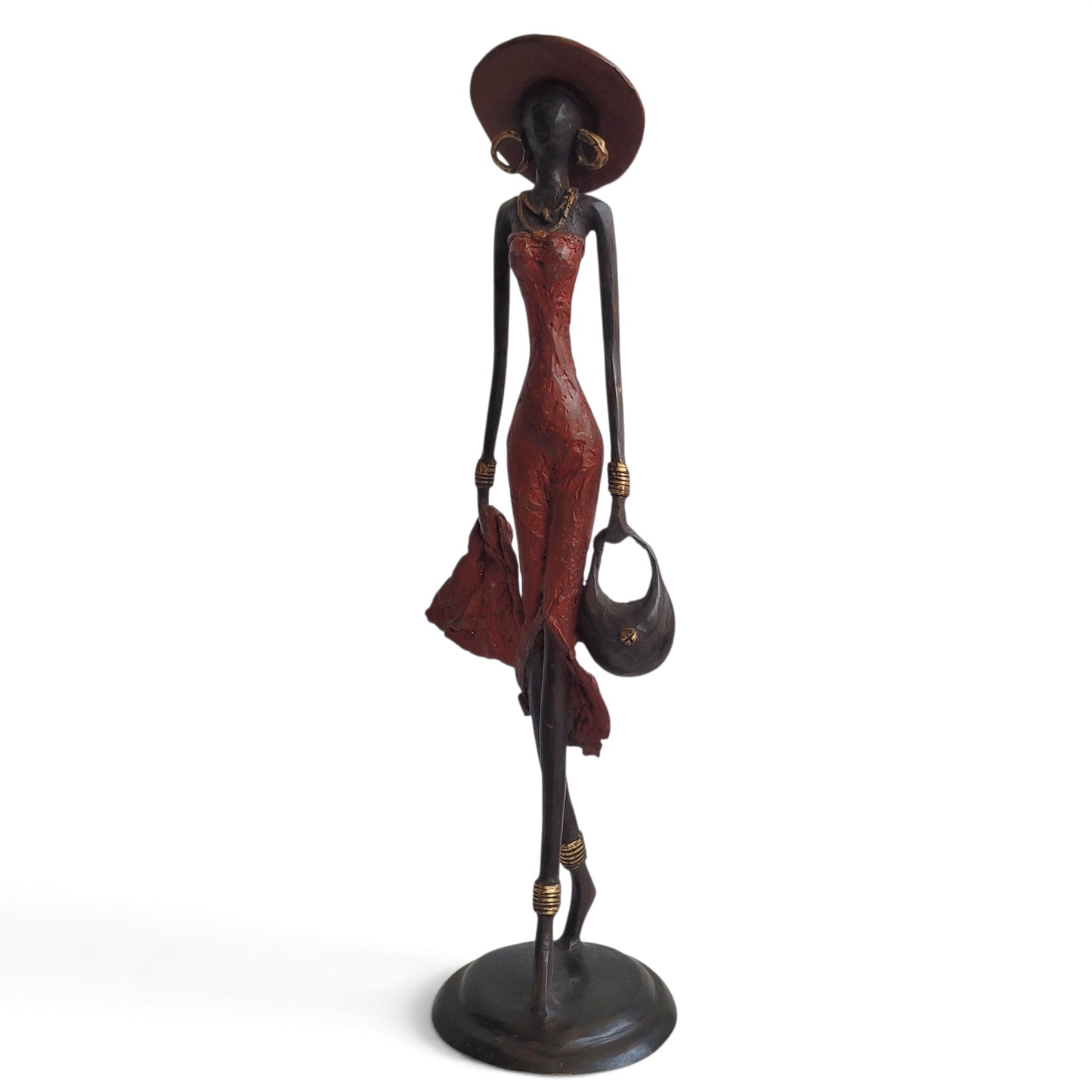 Bronze-Skulptur "Dame avec chapeau et sac-à-main" by Issouf B. | 32 oder 55 cm