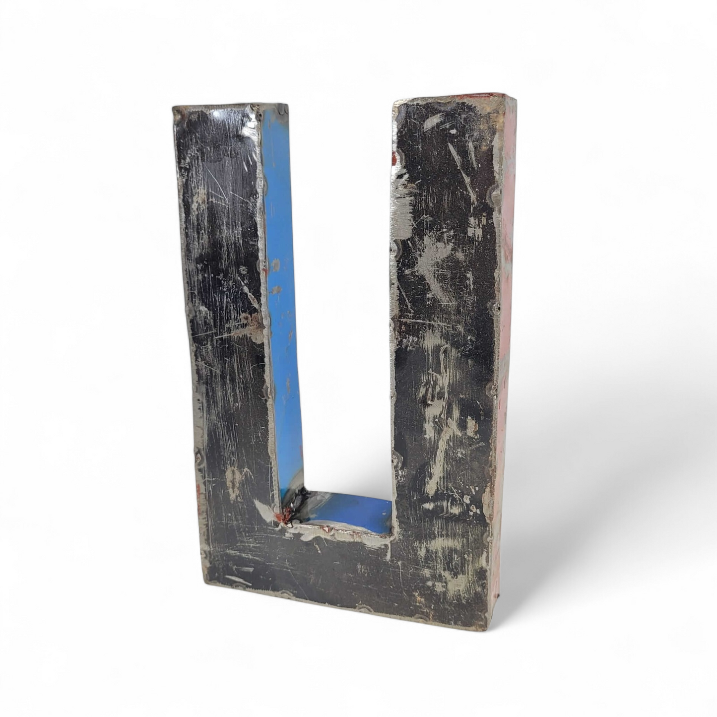 Lettre "U" en fûts de pétrole recyclés | 22 ou 50 cm | différentes couleurs