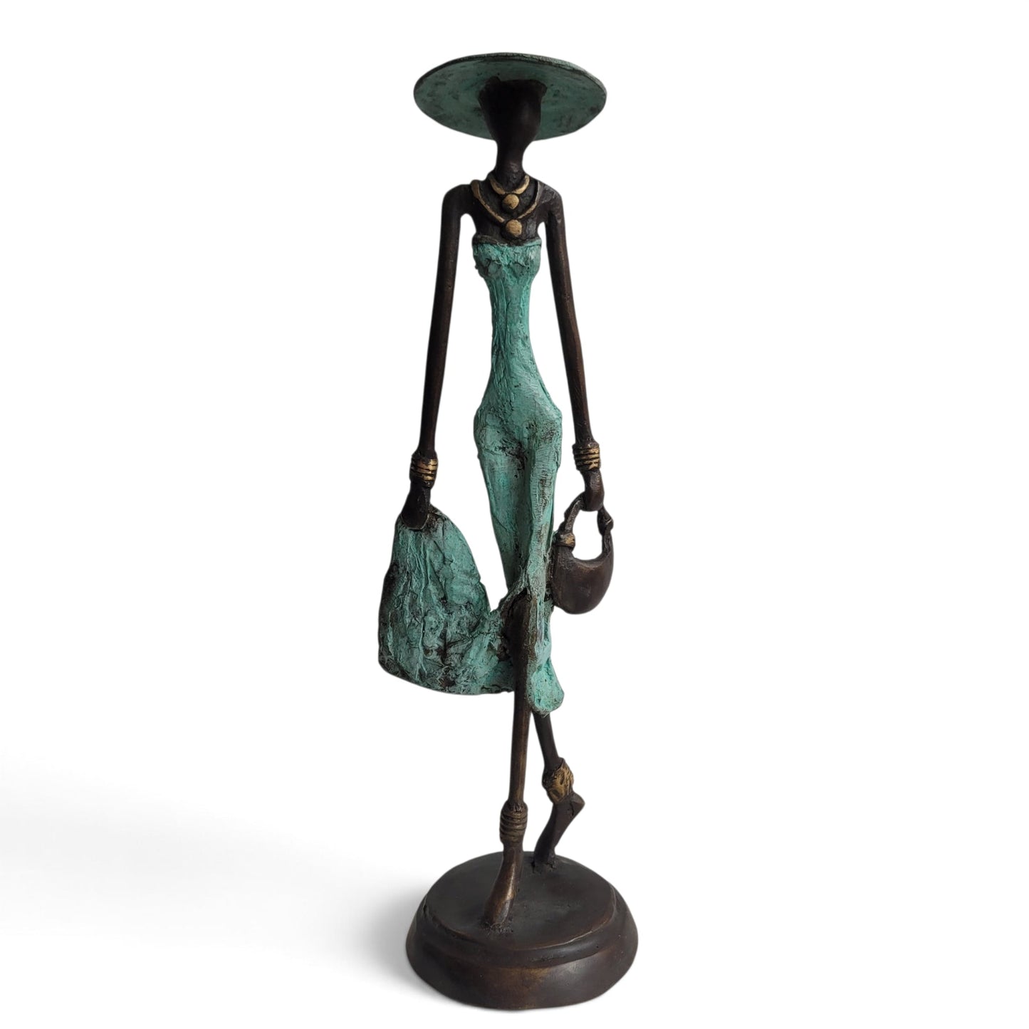 Bronze-Skulptur "Dame avec chapeau et sac-à-main" by Issouf B. | 32 oder 55 cm