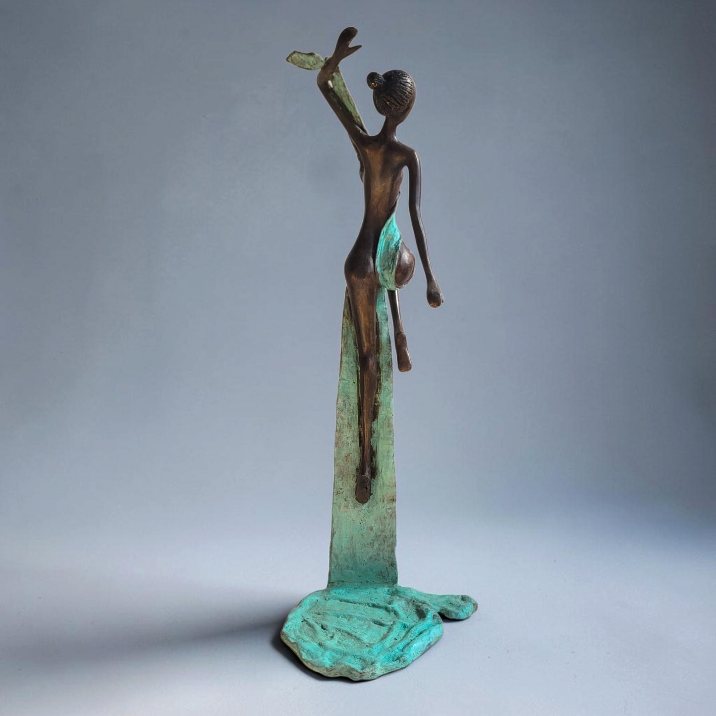 Bronze-Skulptur "L'envol turquoise", by Abdoulaye Soré, 50 cm, Bronze massiv, 2026