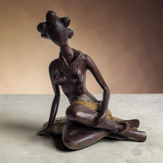 Bronze-Skulptur "Sirène rêveuse", by Boureima Ouedraogo, Bronze massiv, 2026