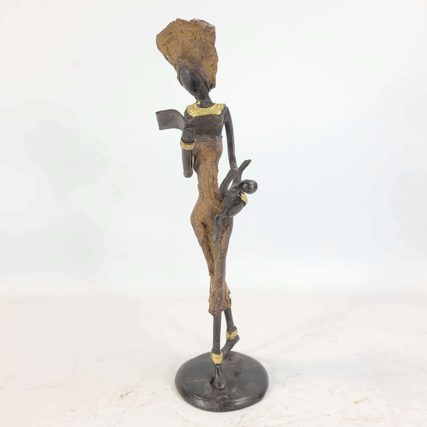 Bronze-Skulptur "Frau mit Buch & Kind an der Taille" by Issouf | 25cm | Unikate