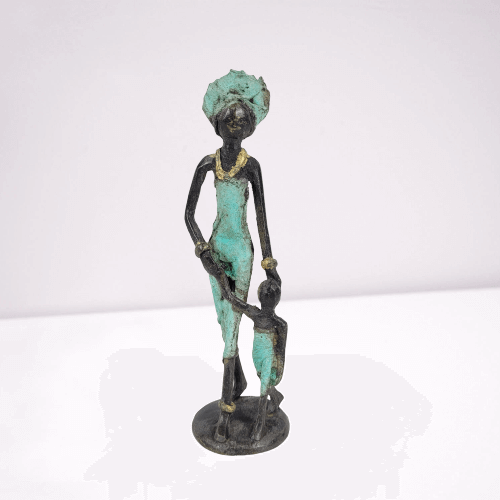 Bronze-Skulptur "Laufen lernen - Mutter mit Kind" by Issouf | Unikate | verschiedene Größen und Farben
