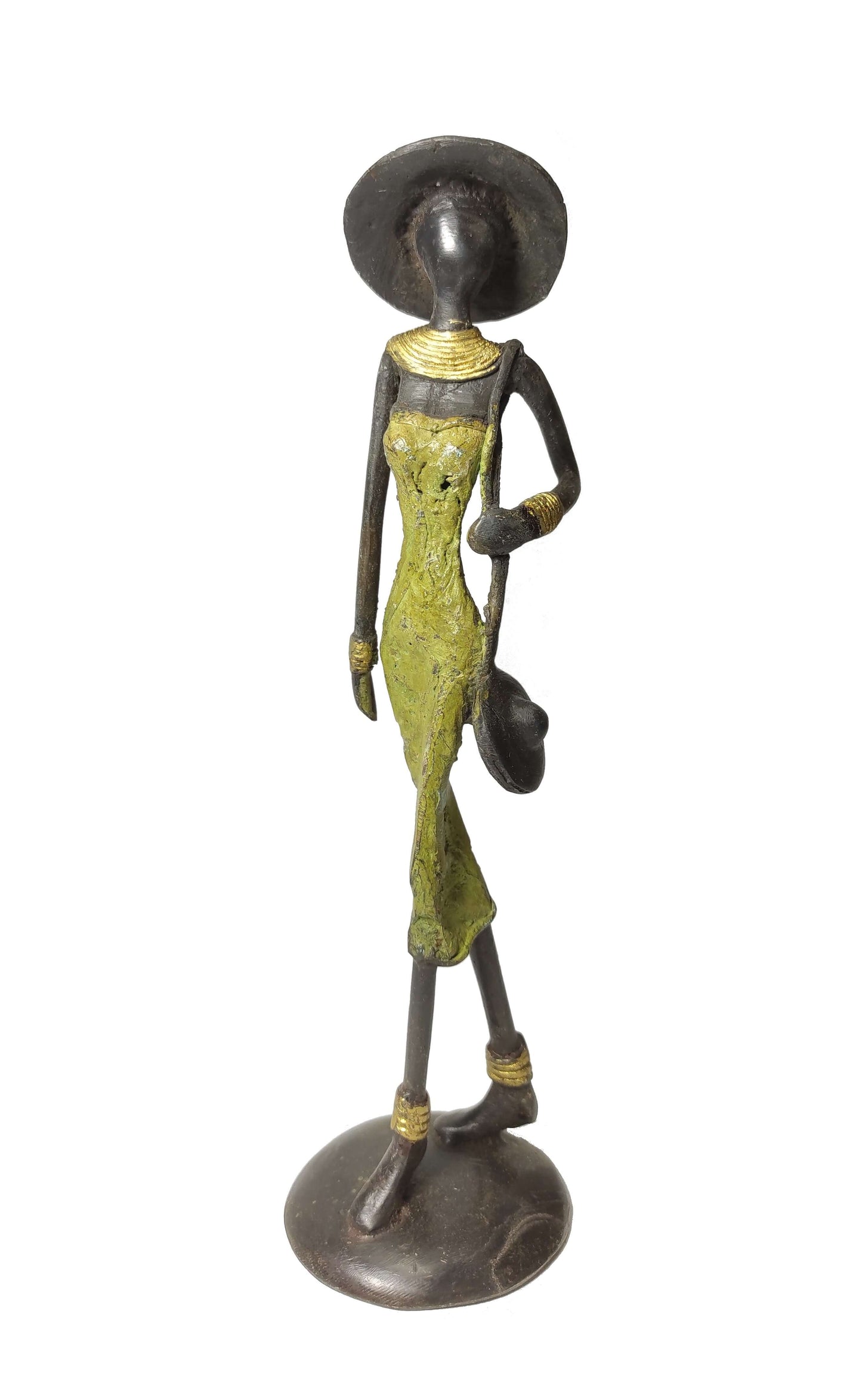 Bronze-Skulptur "Femme au chapeau" by Adama Ouedraogo | 27 cm