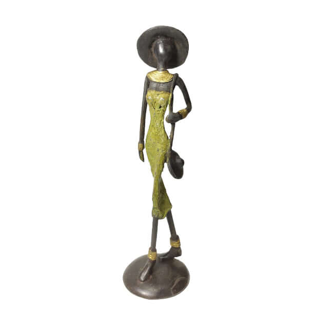 Bronze-Skulptur "Femme au chapeau" by Adama Ouedraogo | 27 cm