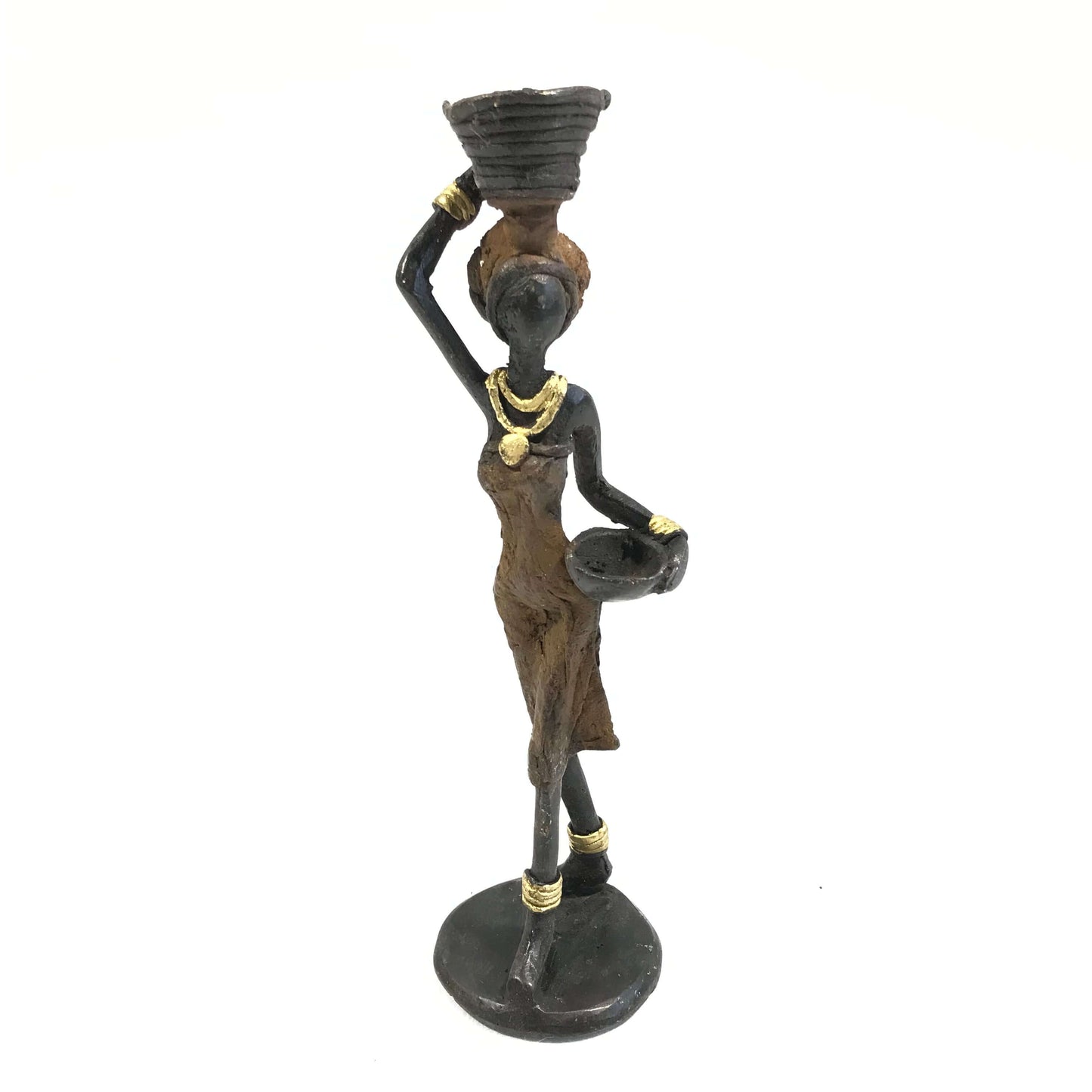 Sculpture en bronze "Femme et bols" by Adama | 27cm