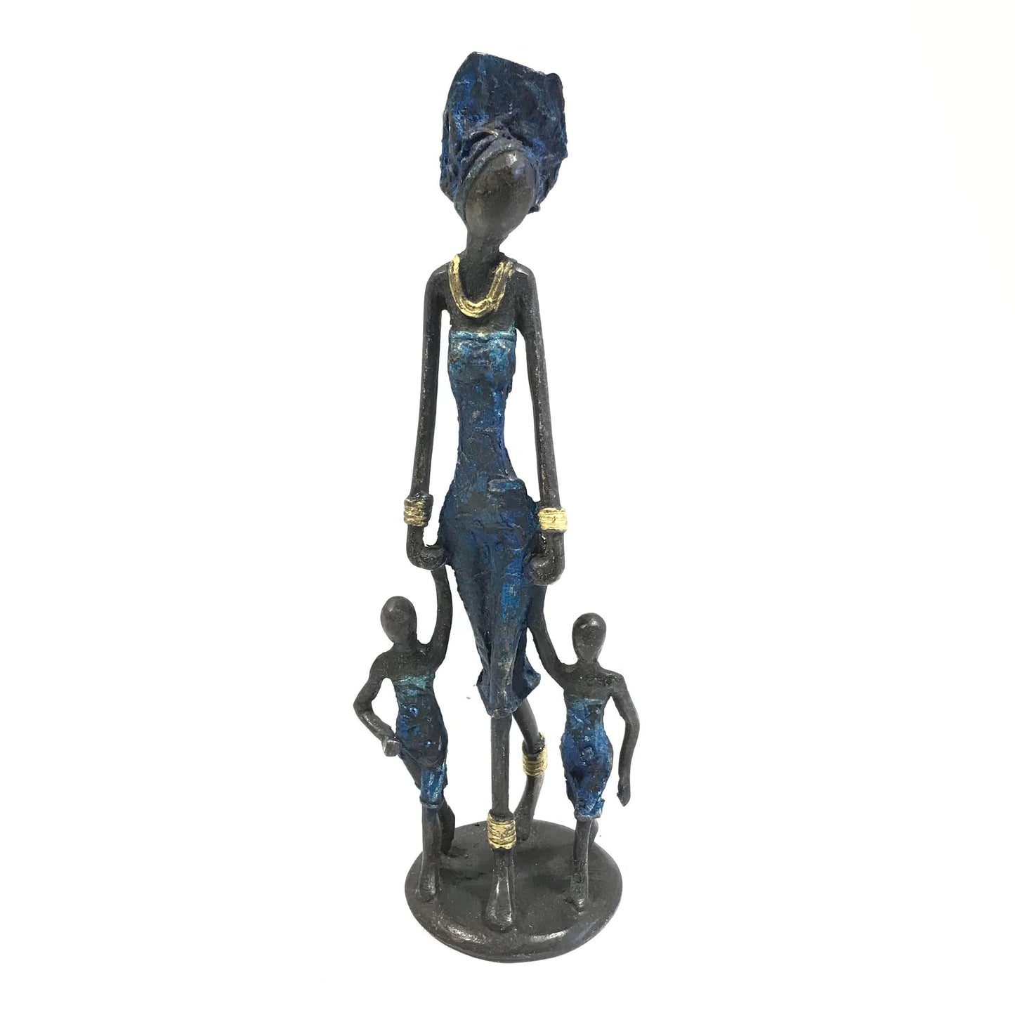 Bronze-Skulptur "Frau mit Kindern" by Issouf | 15 cm | Unikat | verschiedene Farben
