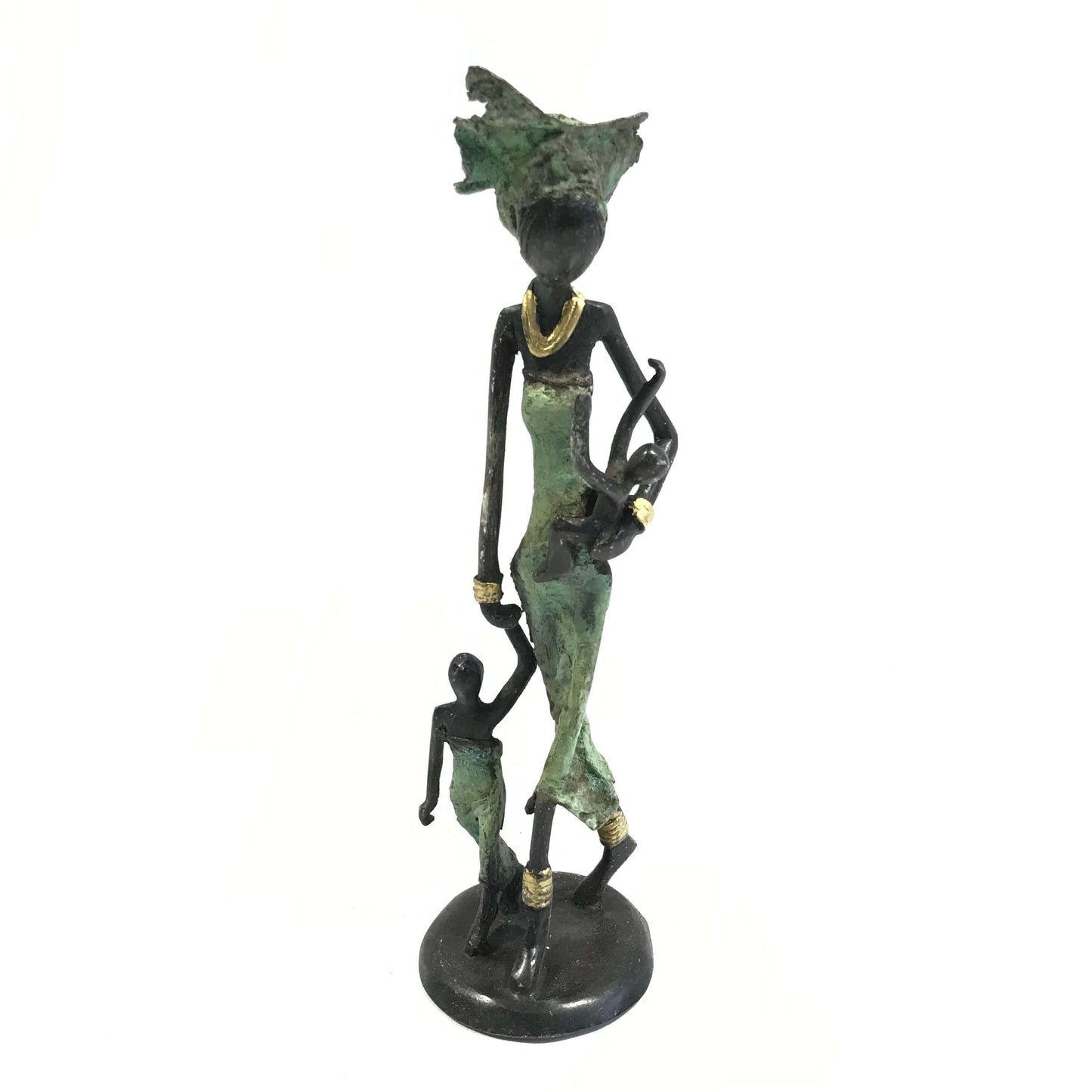 Bronze-Skulptur "Frau mit Kindern II" by Issouf | Unikat | 25 cm | verschiedene Farben