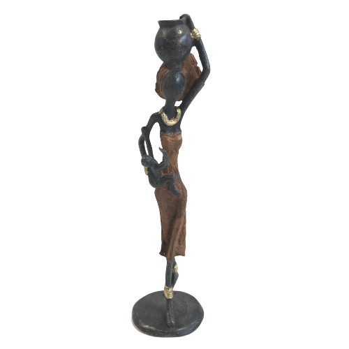 Bronze-Skulptur "Frau mit Kind und Amphora" by Issouf | 25 cm