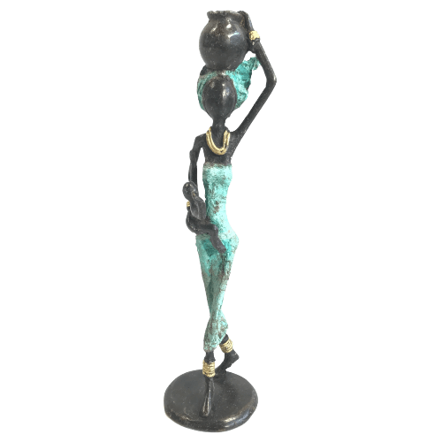 Bronze-Skulptur "Frau mit Kind und Amphora" by Issouf | 25 cm
