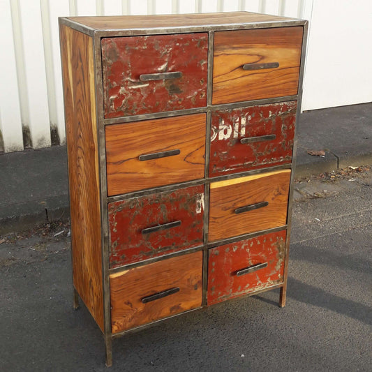 Chest of drawers 8-fold | with recycled oil drums | by Kader Kaboré