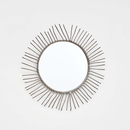 Mirror "Sun" made of recycled scrap metal