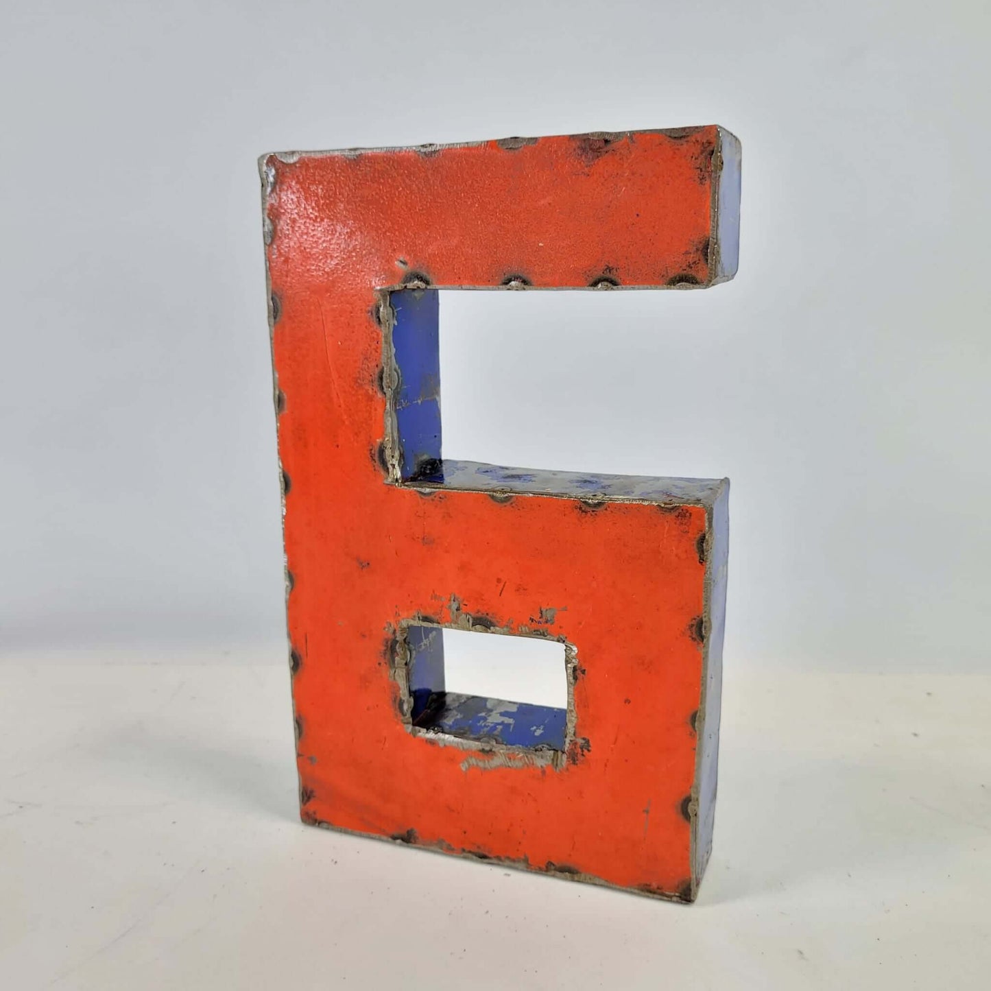 Number "6" made from recycled oil drums | 22 or 50 cm | various colors